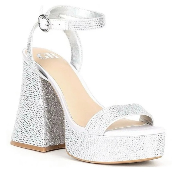 Women’s Silver Rhinestone Platform Dress Sandals - Picture 7 of 7